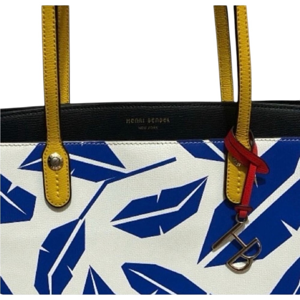 Henri Bendel Rare Blue Leaf Yellow Handles Red Bottom Tote Bundle - Picture 2 of 16